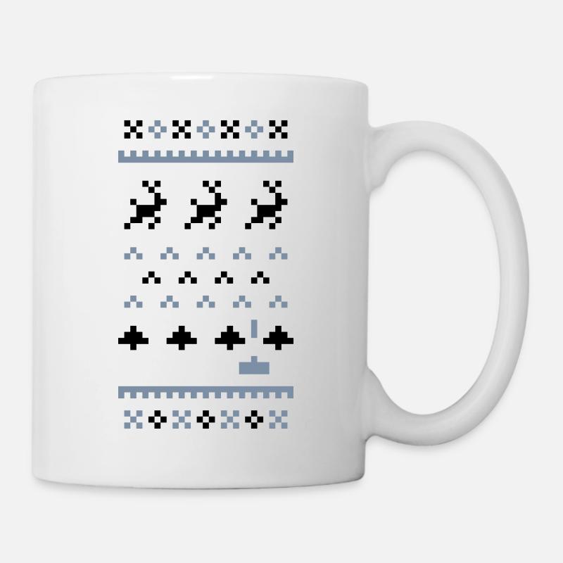 Pull de Noël laid 8 bits : Envahisseurs de Noël - Mug blanc - blanc