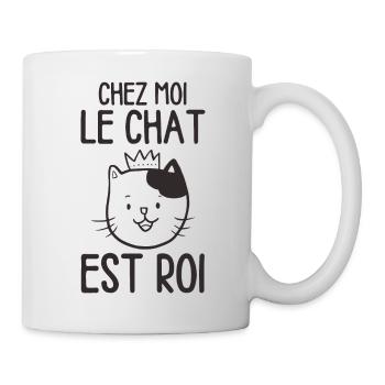 Humour chat roi - Mug blanc - blanc - Droite