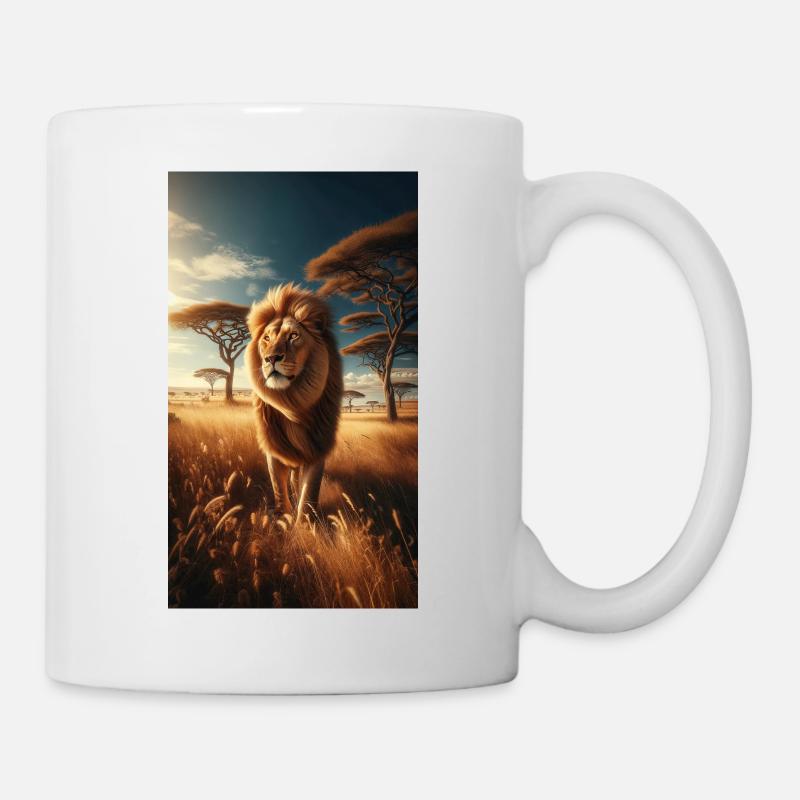 Lion sur la savane - Mug blanc - blanc