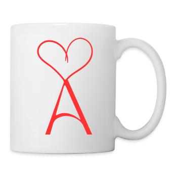 Herz mit "A" – minimalistisch und Liebevoll - Tasse - Weiß - Rechts
