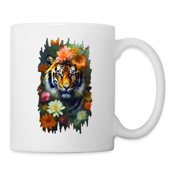 Tigre parmi les fleurs 🌸💛 - Mug blanc - blanc - Droite