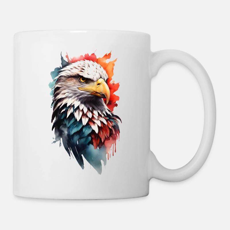 "A Colored Eagle" - Lebendiges Design, Free Fashion - Tasse - Weiß