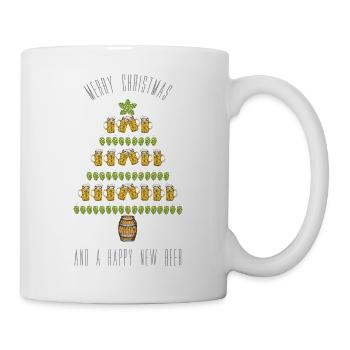Bayrisch Servus Bier Happy New Beer Weihnachtbaum - Tasse - Weiß - Rechts