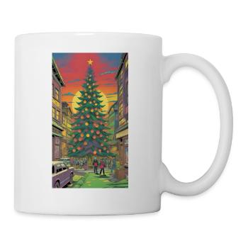 Festive Christmas tree in the town square - Mug - white - Right