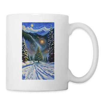 Astronaut im Winterwunderland mit Weihnachtsbaum - Tasse - Weiß - Rechts