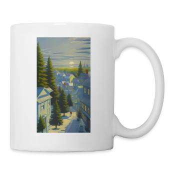 Winter sunset in a cozy village - Mug - white - Right