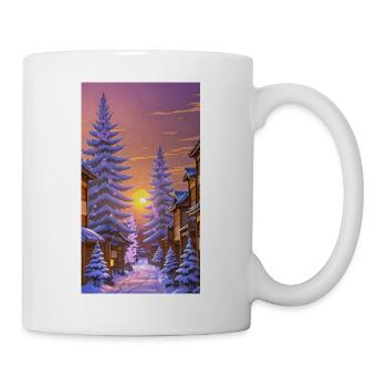 Wintersonnenuntergang in einem traditionellen - Tasse - Weiß - Rechts