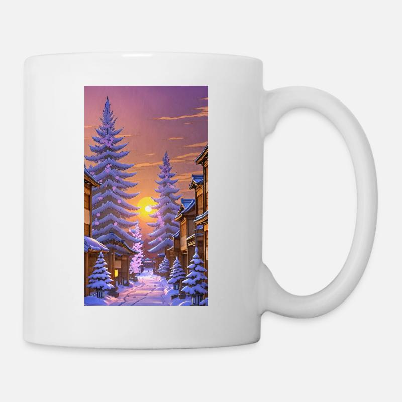 Coucher de soleil d’hiver dans un - Mug blanc - blanc
