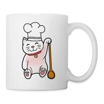 Katze Koch Köchin Köche kochen Gastgeber - Tasse - Weiß - Rechts
