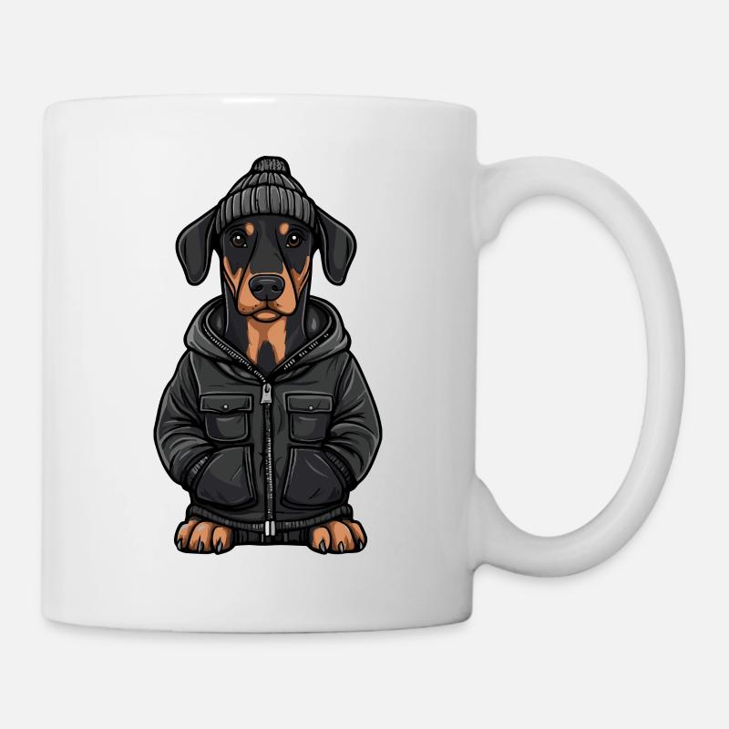 Doberman Dog Cartoon - Mug - white