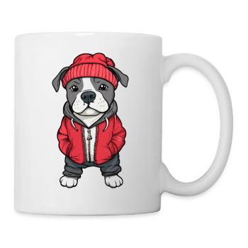 Pit Terrier Dog Cartoon - Mug - white - Right