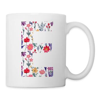 Personalisierter Blumenbuchstabe E - Geschenkidee - Tasse - Weiß - Rechts