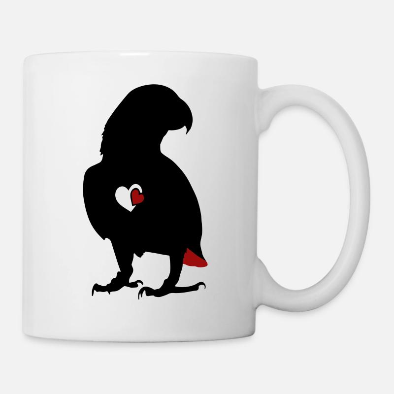 African grey parrot heart - Mug - white