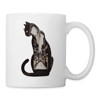 Katze Dunkle Gassen Stadt Nacht für - Tasse - Weiß - Rechts