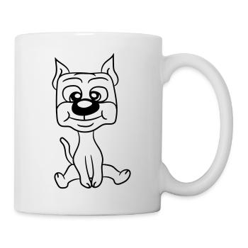chien assis mignon petit chiot heureux animal de compagnie - Mug blanc - blanc - Droite