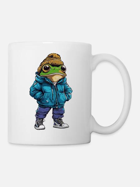 Frosch Lustig Winter - Tasse - Weiß