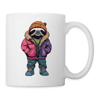 Faultier Lustig Winter - Tasse - Weiß - Rechts