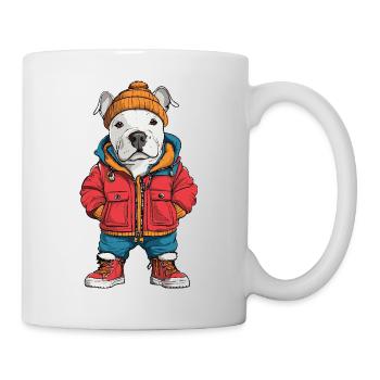 Bull Terrier Chien Drôle d’hiver - Mug blanc - blanc - Droite