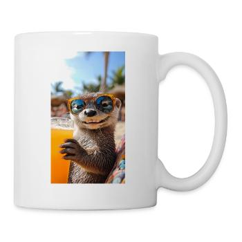 Ambiance de loutre de plage - Mug blanc - blanc - Droite
