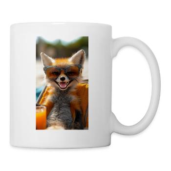 Grinsender Fuchs am Strand - Tasse - Weiß - Rechts