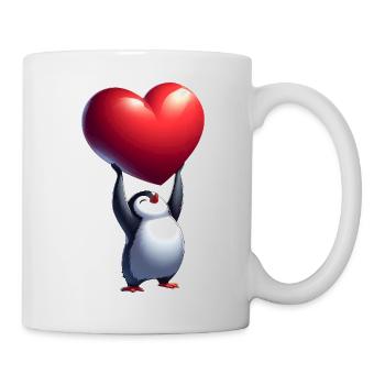 Pingouin amoureux Coeur Saint-Valentin - Mug blanc - blanc - Droite