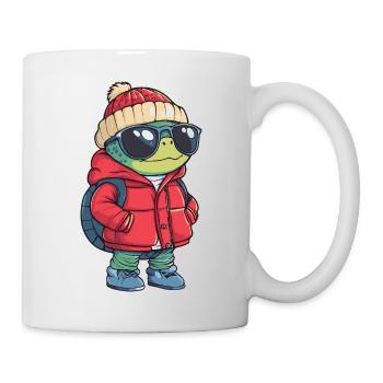 Schildkröte Cool Comic - Tasse - Weiß - Rechts