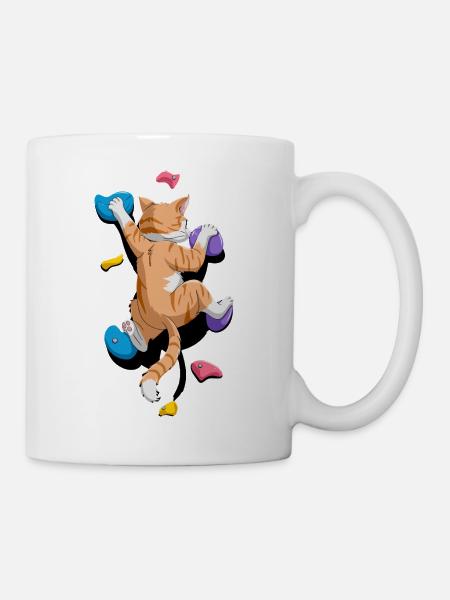 Lustige Boulder-Katze Felsenkletterns - Tasse - Weiß