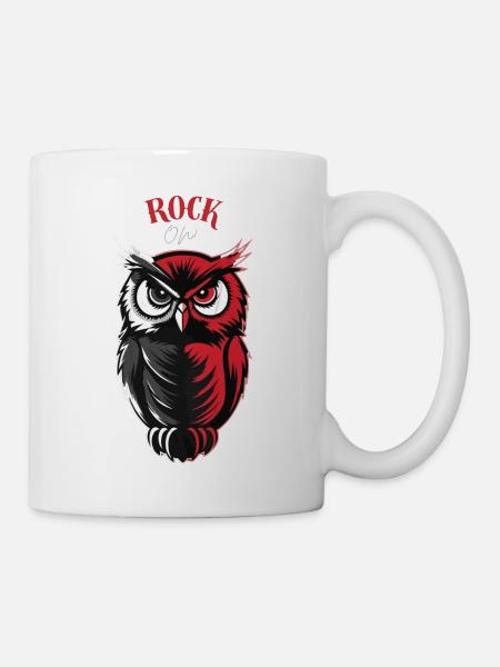 Eule - Rock on ! - Tasse - Weiß