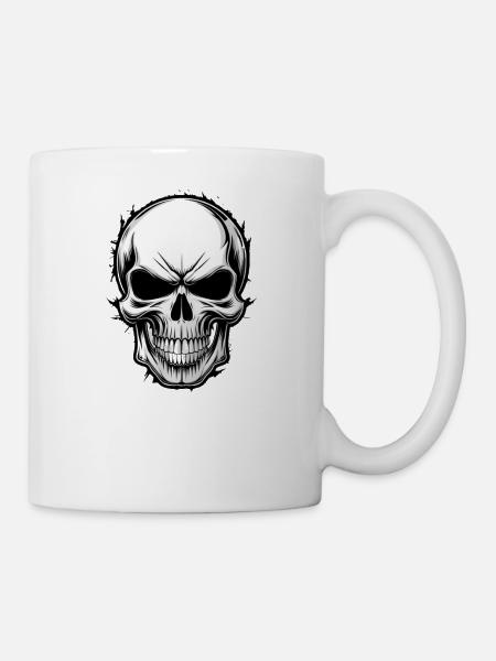 Rockmusik Totenkopf - Tasse - Weiß