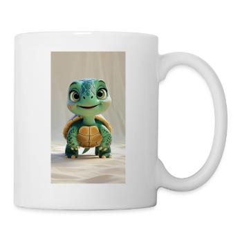 Skurrile 3D-animierte Schildkröte - Tasse - Weiß - Rechts