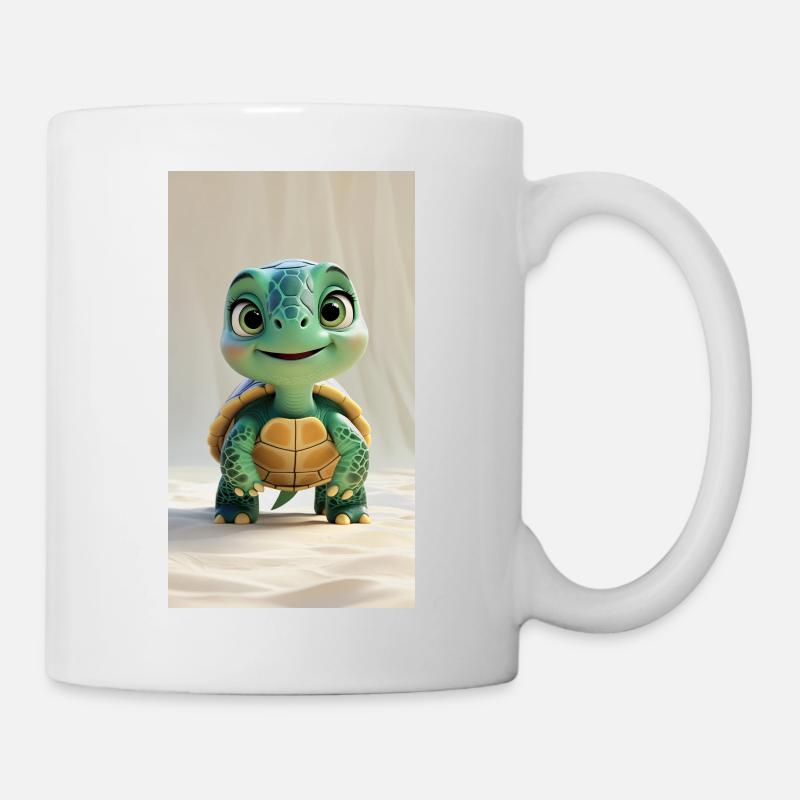 Skurrile 3D-animierte Schildkröte - Tasse - Weiß