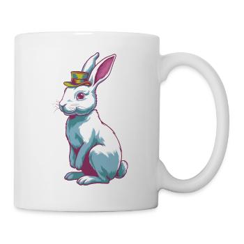 Hase mit Hut - Tasse - Weiß - Rechts