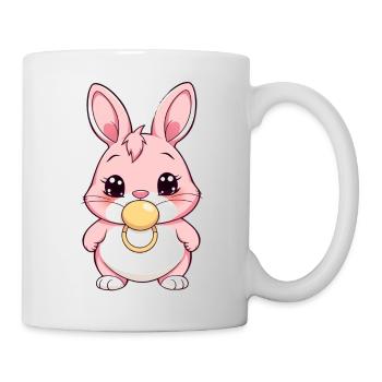 Lapin de Pâques Lapin Kawaii avec sucette - Mug blanc - blanc - Droite