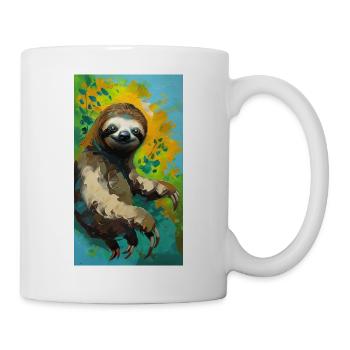 Sloth Painting Faultier Gemälde Kunst Comic Art - Mug - white - Right