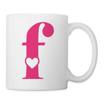 Buchstabe f Anfangsbuchstabe mit Herz - Tasse - Weiß - Rechts