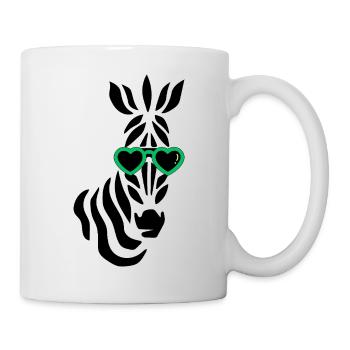 Cooles Zebra mit Sonnenbrille - Tasse - Weiß - Rechts