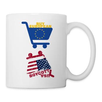 Buy European: Boycott USA, Shopping Carts Vertical - Mug - white - Right