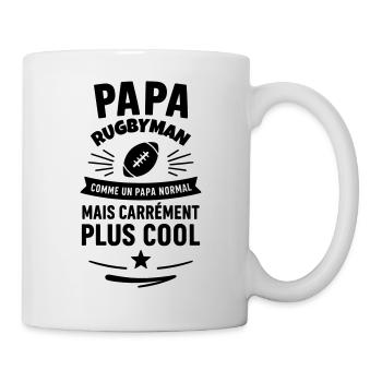 Papa rugbyman – plus cool qu’un papa normal - Mug blanc - blanc - Droite