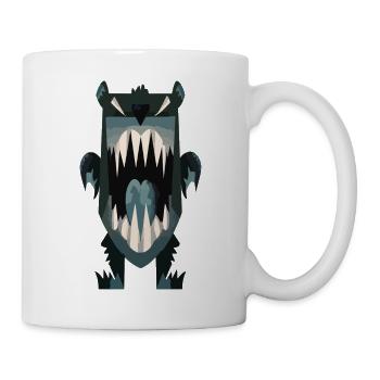 Angry Cartoon Bear with Sharp Teeth – Beast Art - Mug - white - Right