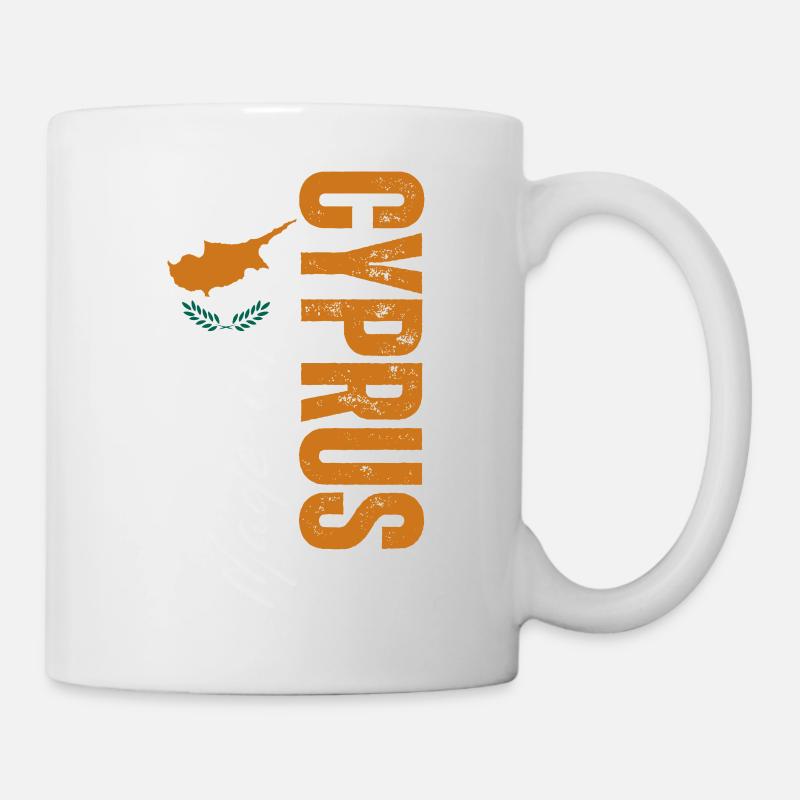 Hergestellt in Zypern, vertikales Design - Tasse - Weiß
