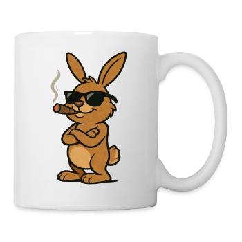 Bande dessinée de cigare de lapin - Mug blanc - blanc - Droite