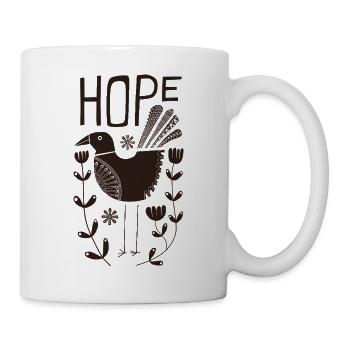 Hoffnungsvoller Vogel mit floralen Motiven - Tasse - Weiß - Rechts