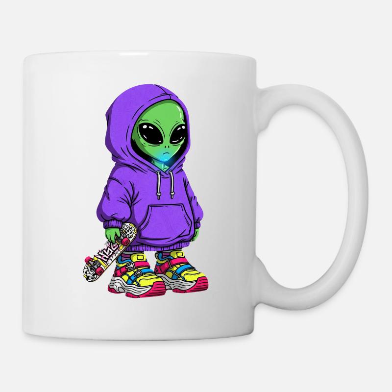 Alien Jugend Streetwear Kapuzenpullover - Tasse - Weiß