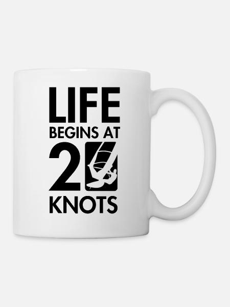Planche à Voile, la vie commence à partir de 20knt - Mug blanc - blanc