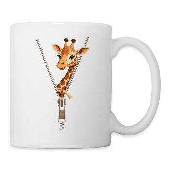 Lustige Giraffe mit Reißverschluss - Tasse - Weiß - Rechts