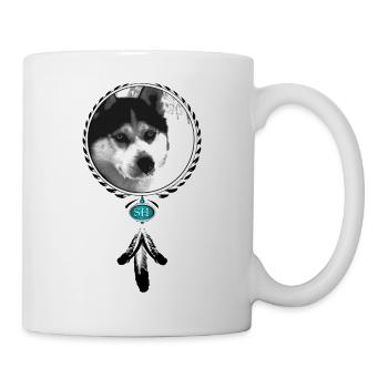 Husky portrait with dream catcher - Mug - white - Right