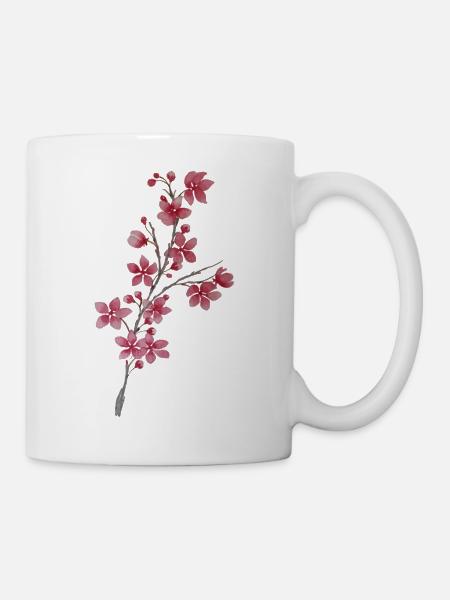 Kirschzweig - Tasse - Weiß