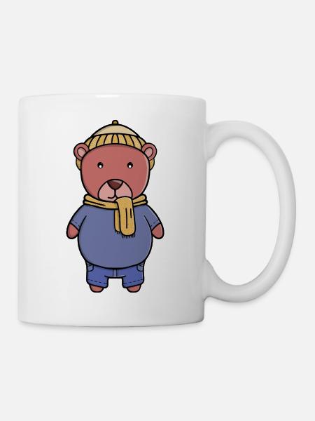 Gemütlicher Bär in Winterkleidung - Tasse - Weiß