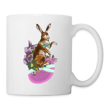 Hase_auf_Ei_rosa_im Jugendstil gemalt - Tasse - Weiß - Rechts
