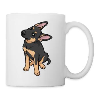Schäferhund, Karikatur, Zuneigung - Tasse - Weiß - Rechts